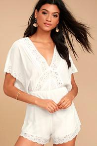 Amuse Society Anderson White Lace Romper