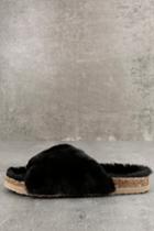 Bc Footwear Bc Footwear Myth Black Faux Fur Slide Sandals | Size 8 | Lulus