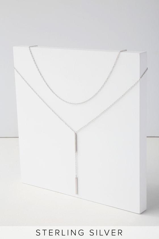 Aria Sterling Silver Layered Drop Necklace | Lulus