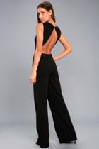 Refine And Poise Black Backless Wide-leg Jumpsuit | Lulus