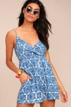 Rvca Mirage Blue Print Romper