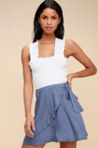 On The Sway Denim Blue Wrap Skirt | Lulus