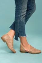 Qupid Karmen Taupe D'orsay Pointed Toe Booties