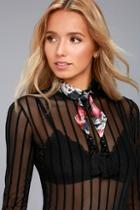 New Friends Colony Dark Blooms Navy Blue Print Choker Necklace