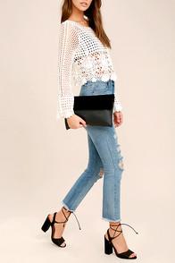 Lulus Know How To Party Black Suede Clutch