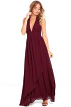 Cocolove | Stop And Stare Burgundy Halter Maxi Dress | Size Small | Red | 100% Polyester | Lulus