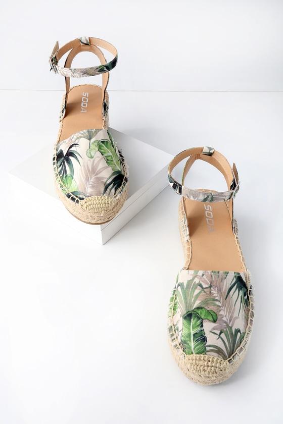 Soda Janelle Green Multi Print Flatform Espadrilles | Lulus