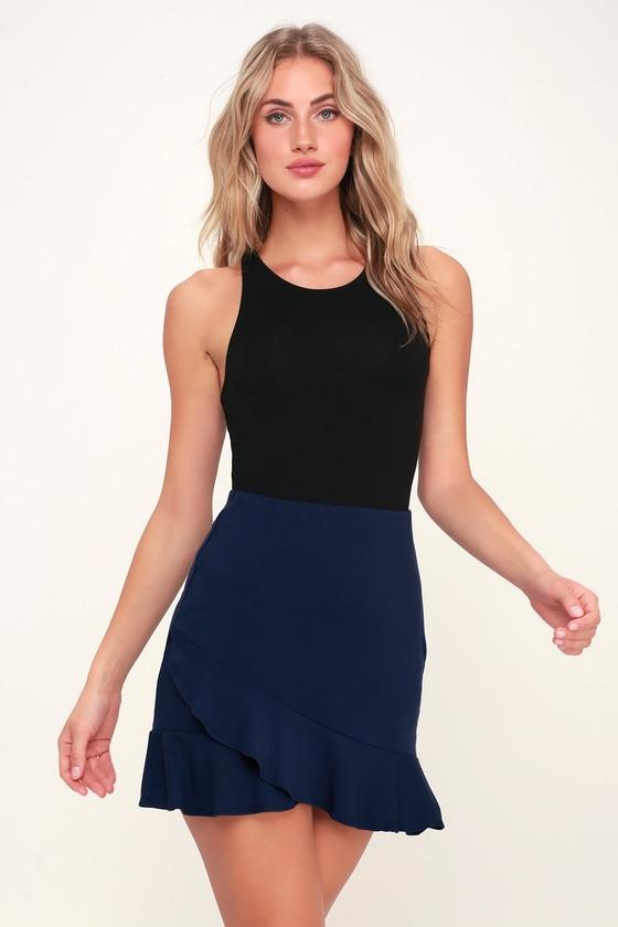 Mabel Navy Blue Ruffled Mini Skirt | Lulus