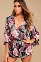 What's Bloomin' Black Floral Print Romper | Lulus