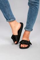 Liliana Magali Black Knotted Slide Sandals