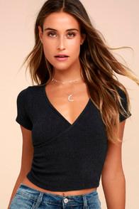 Project Social T Sparrow Washed Black Crop Top