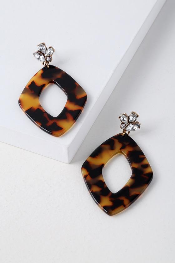 Glam Factor Rhinestone Tortoise Earrings | Lulus
