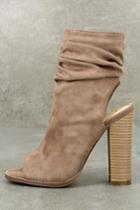 Only The Latest Taupe Suede Peep-toe Booties | Lulus