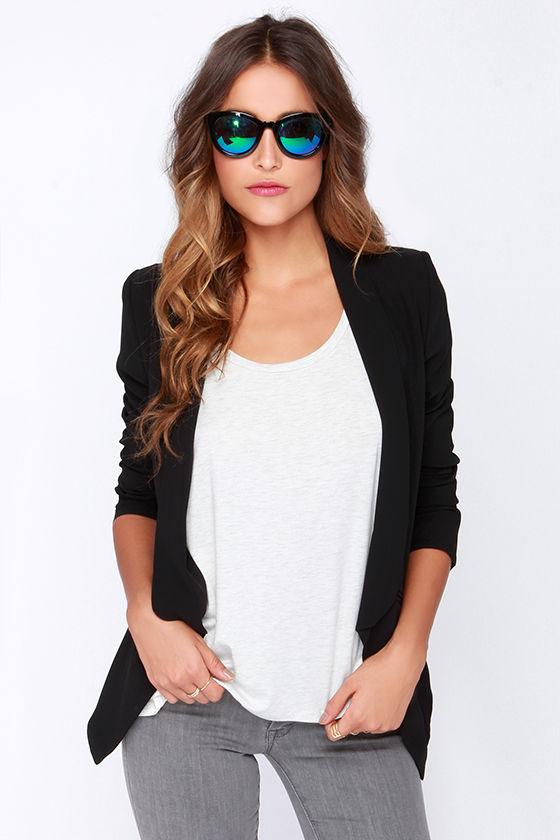 Lulus | Miss Punctuality Black Blazer | Size Medium