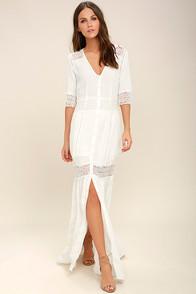 Amuse Society Last Call Ivory Lace Maxi Dress