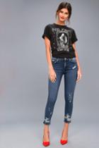 Agolde | Sophie High Rise Medium Blue Distressed Skinny Jeans | Size 24 | Lulus