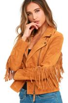 White Crow Westerner Tan Suede Leather Fringe Jacket