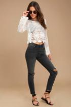 Amuse Society Iconic Washed Black Distressed Skinny Jeans