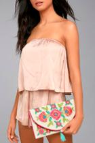 Lulus Perfect Petals Beige Floral Embroidered Clutch