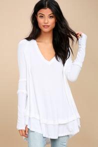 Free People Laguna White Thermal Long Sleeve Top