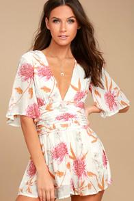 Minkpink Day Dreamer White Floral Print Romper