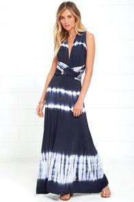 Mono B Tide And Seek Convertible Charcoal Tie-dye Maxi Dress