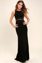 Lulus | Optimum Elegance Black Lace Maxi Dress | Size 10 | 100% Polyester