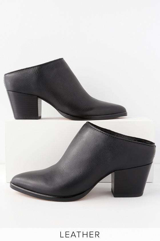 Dolce Vita Roya Black Leather Pointed Toe Mules | Lulus