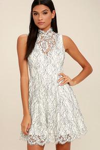 Keepsake Porcelain White Lace Skater Dress