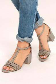 City Classified Janessa Stone Nubuck T-strap Heels