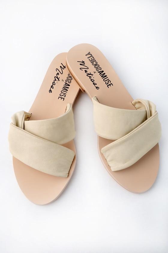 Matisse Capri Ivory Leather Slide Sandal Heels | Lulus