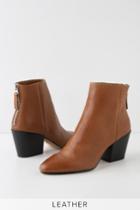Dolce Vita Coltyn Brown Leather Pointed Toe Ankle Booties | Lulus