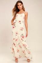 Bring The Rain Cream Floral Print Maxi Dress | Lulus