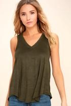 Z Supply My Song Olive Green Suede Sleeveless Top