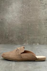 Liliana Nyssa Taupe Suede Loafer Slides