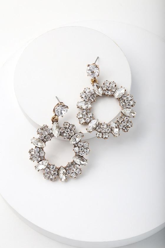 Finer Blings In Life Gold And Clear Rhinestone Earrings | Lulus