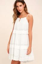 Moon River Sunrise Point Off-white Lace Swing Dress