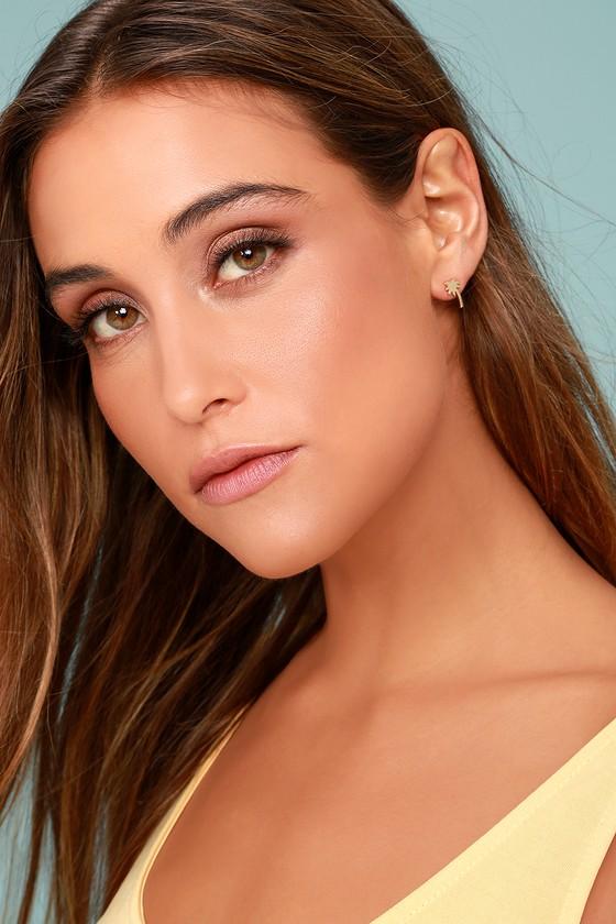 Lulus | Beachside Babe Gold Palm Tree Earrings