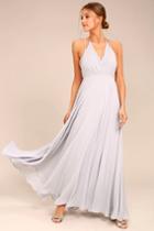 Lulus | Celebrate The Moment Grey Lace Maxi Dress | Size Large | 100% Polyester