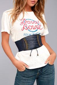 Lulus Hold Me Forever Navy Blue Lace-up Waist Belt