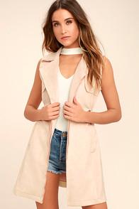 Lulus Geneva Blush Pink Suede Belted Vest