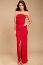 Lulus Own The Night Red Strapless Maxi Dress