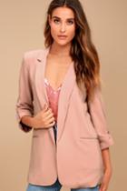Lulus | Put Together Blush Pink Blazer | Size Large | 100% Polyester