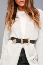Lulus Wandering Winds Black And Gold Belt