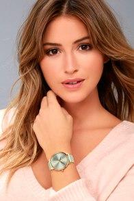 Nixon Kensington Leather Light Gold And Agave Watch