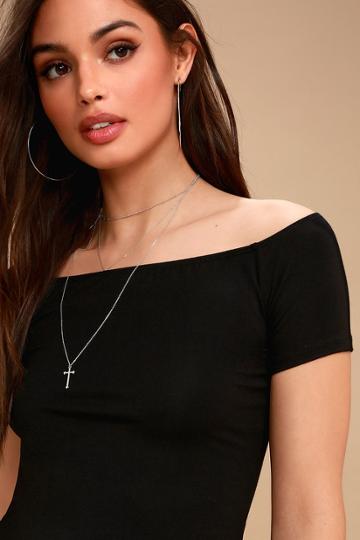 Volare Black Off-the-shoulder Tee | Lulus