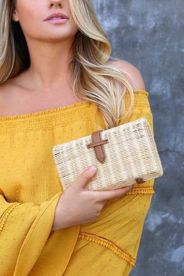 Nob Hill Beige And Brown Woven Basket Clutch | Lulus