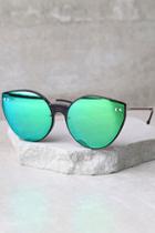 Lulus Spitfire Alpha 2 Black And Green Mirrored Sunglasses