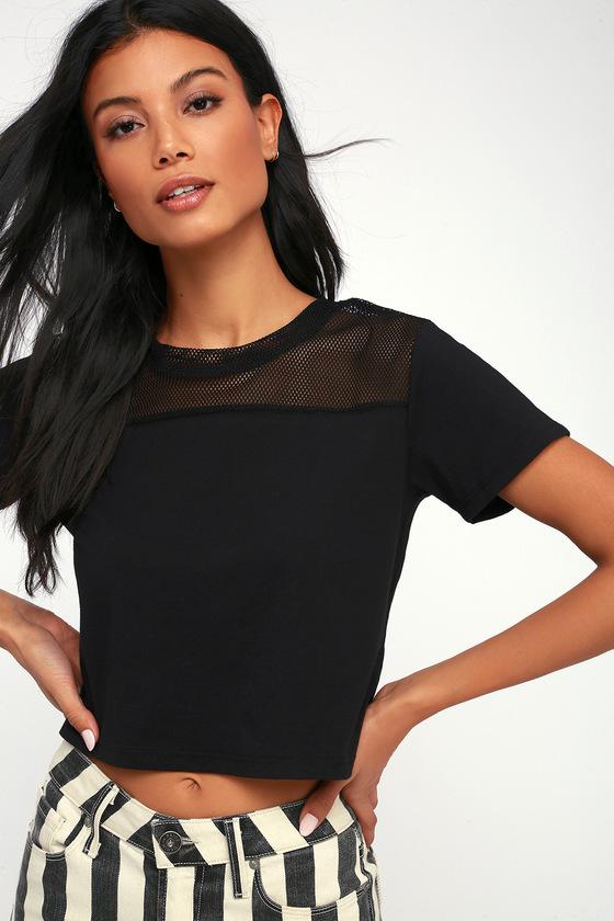 Project Social T Marvino Black Mesh Crop Tee | Lulus