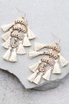 Lulus A Whole New World Gold And Beige Tassel Earrings